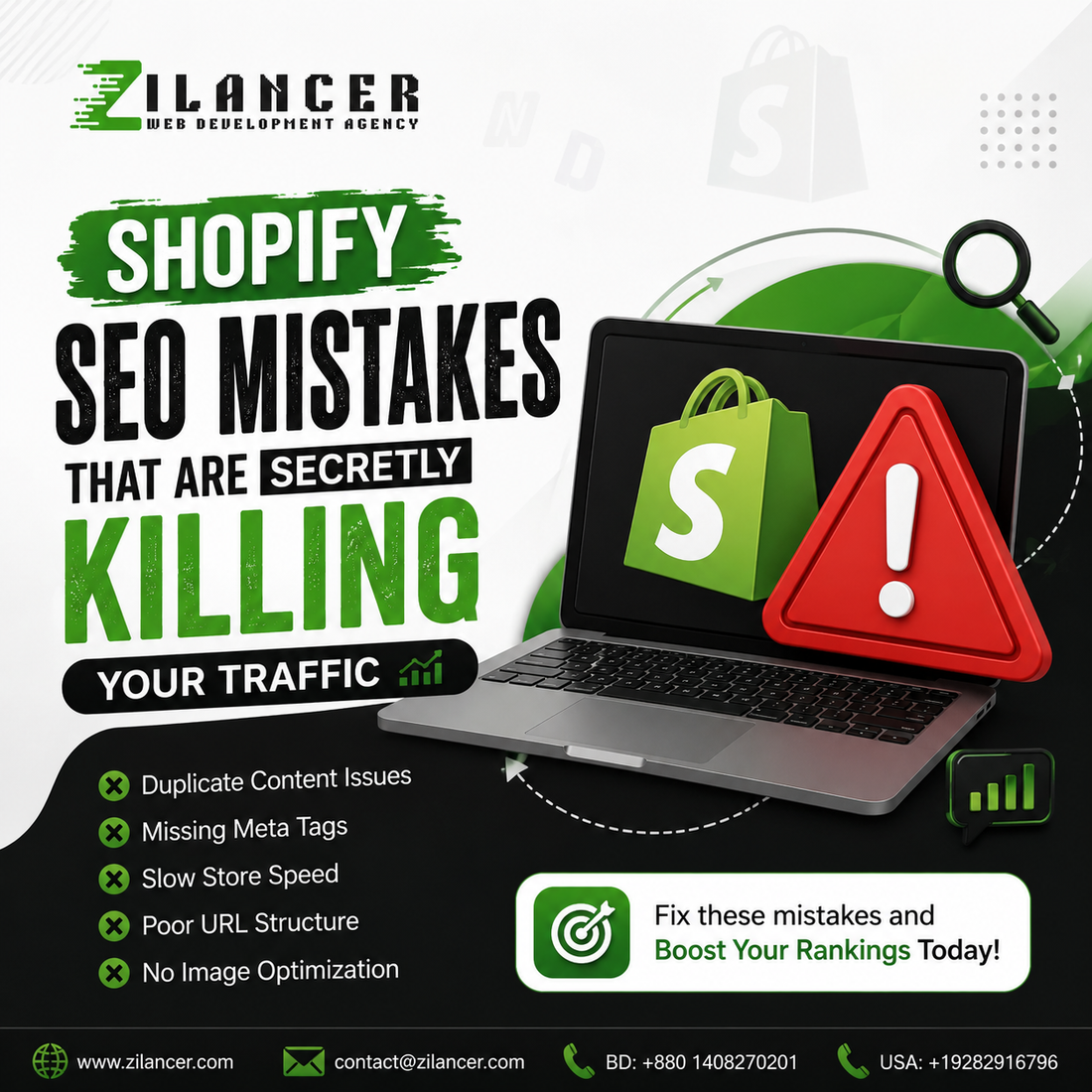 Top Shopify SEO Mistakes That Are Killing Your Traffic। Zilancer
