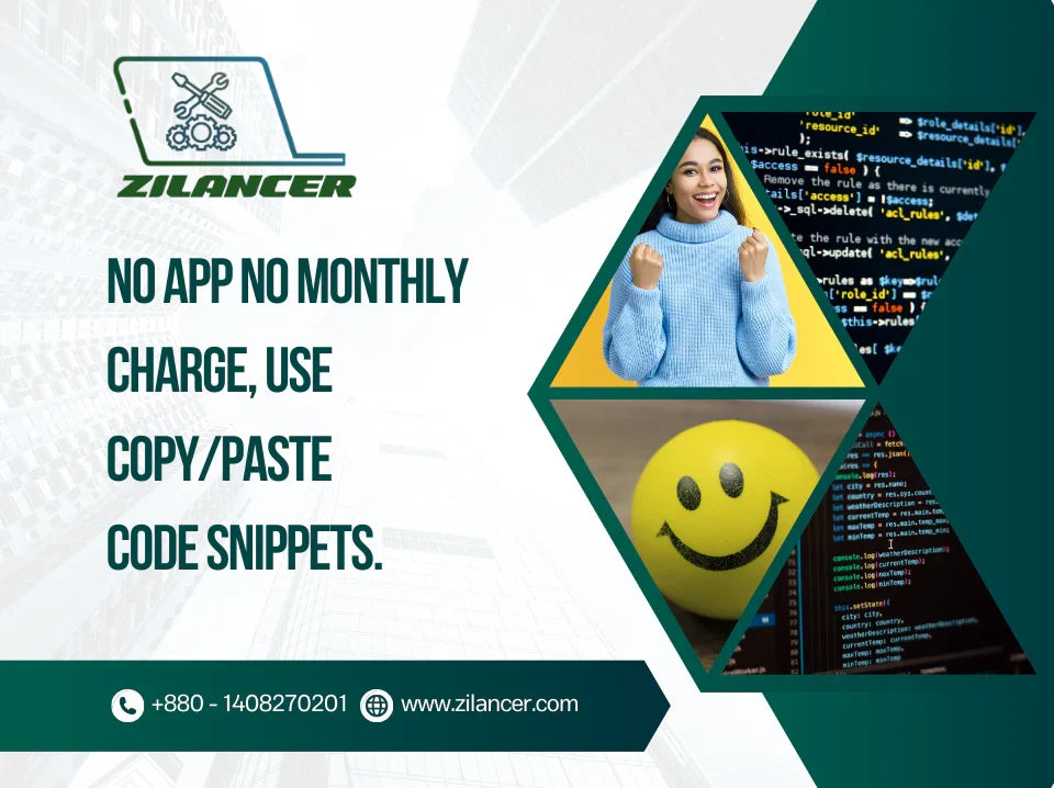 NO APP NO MONTHLY CHARGE, USE COPY/PASTE CODE SNIPPETS.